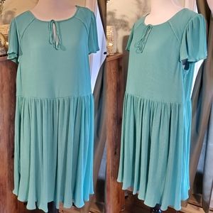 2/$30 Retro Turquoise Pleated A-line Dress